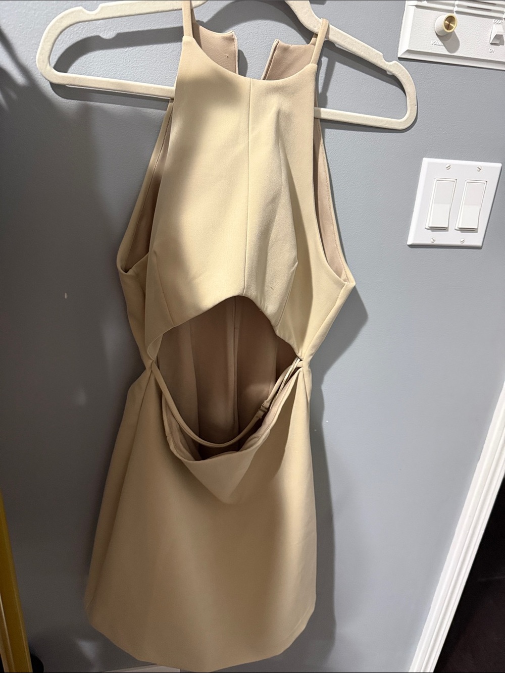 Zara Cream Backless Halter Mini Dress